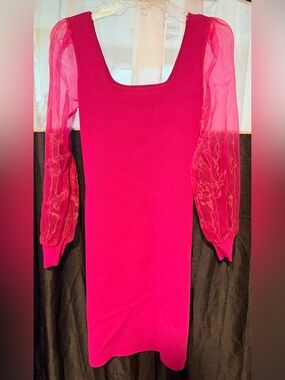 Preloved House of Harlow 1960 Hot Pink Ribbed Mini Dress